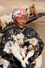 Woman with goats