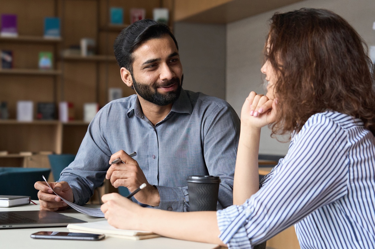 woman and Man talking