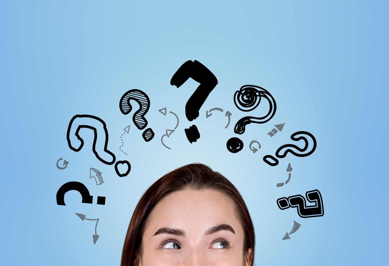 Woman with question marks